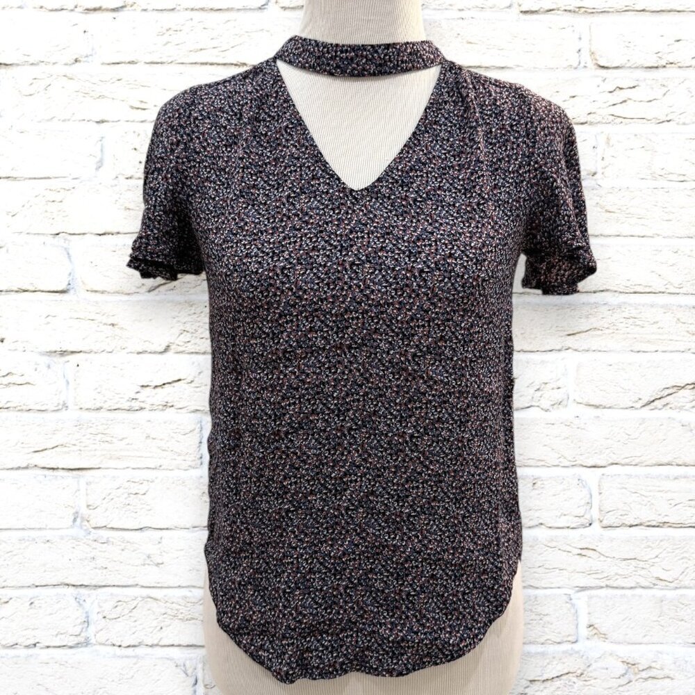 Anthropologie Maeve Bella Choker Flutter Sleeve Floral Blouse - Size XS